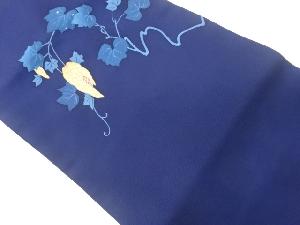 塩瀬金彩手描き蔦にゴーヤ模様名古屋帯